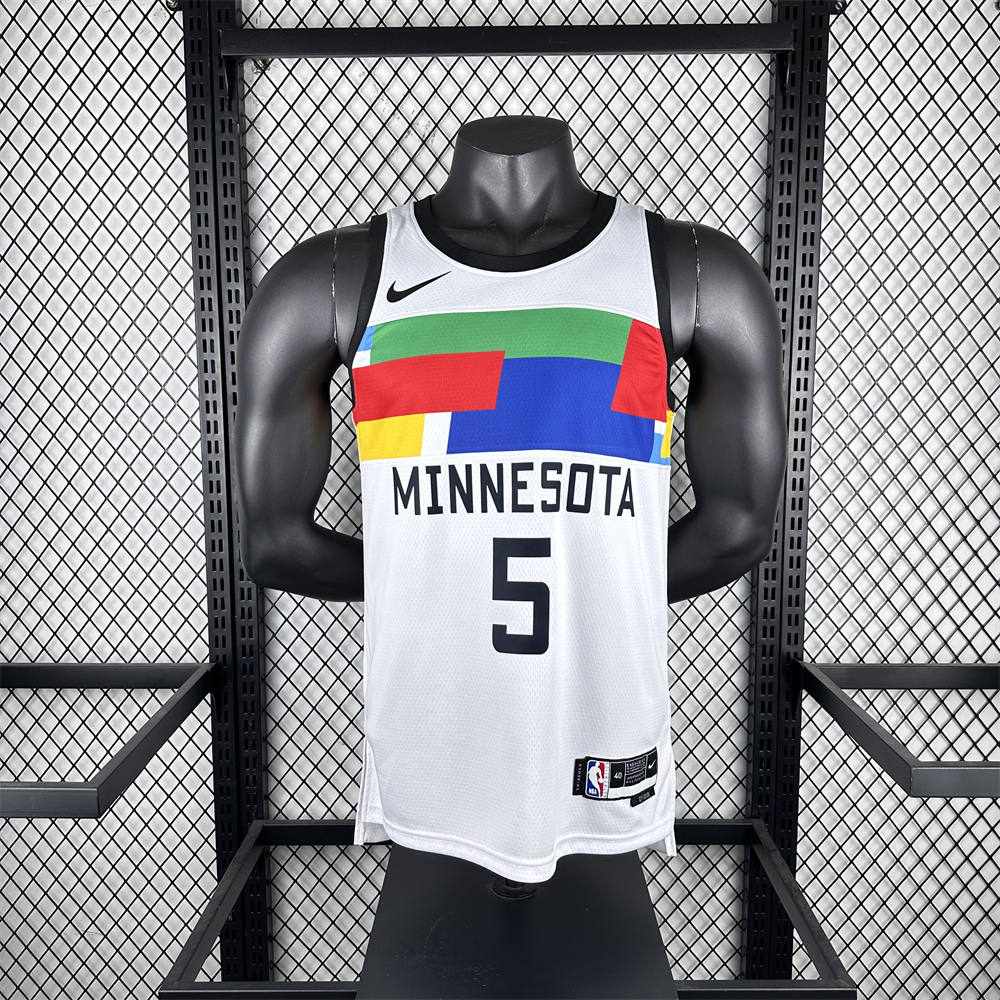 NBA Minnesota Timberwolves Round Neck Black Jersey EDWARDS#5 S-XXL
