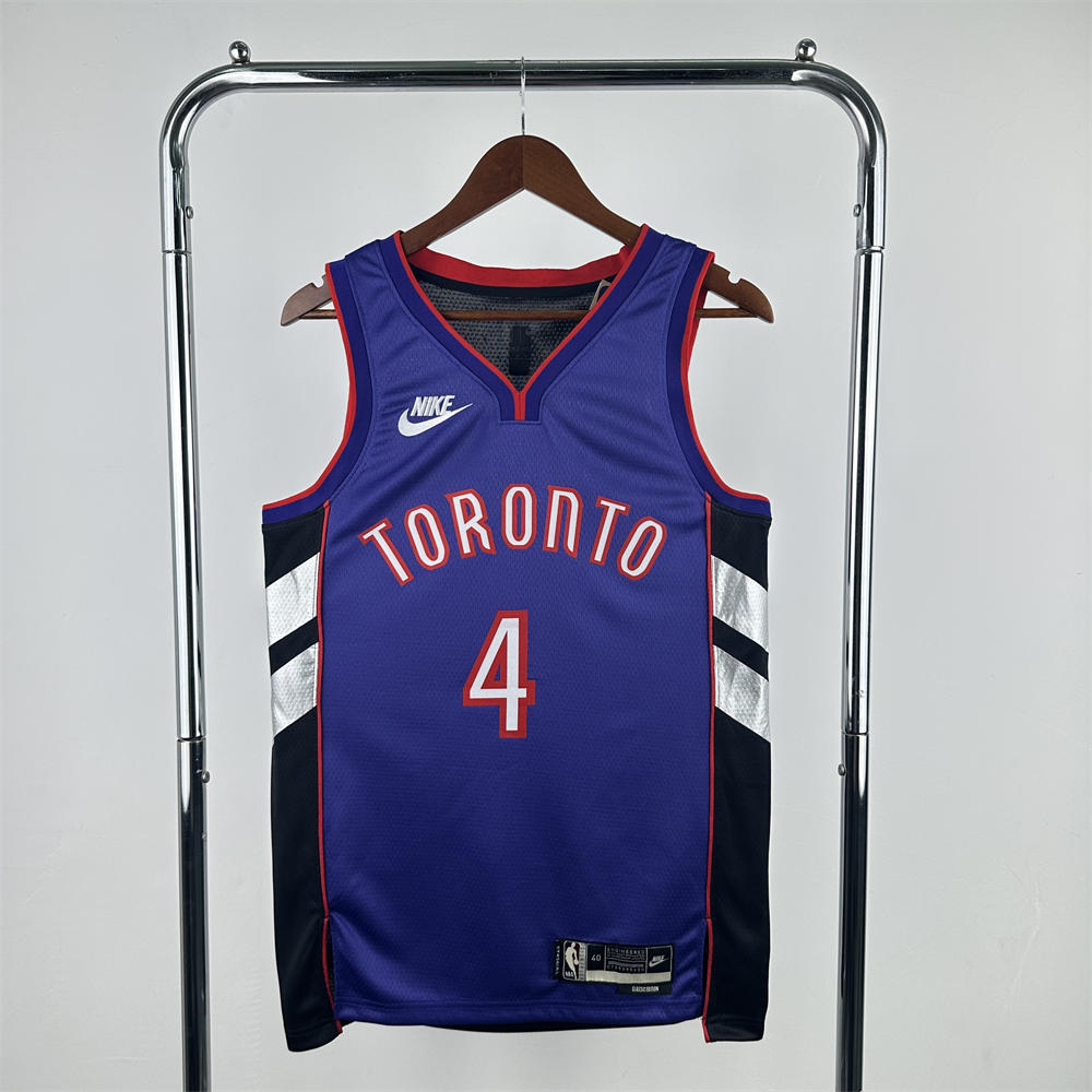 NBA Toronto Raptors 24/25 Retro Purple V-Neck Jersey BARNES#4 S-XXL