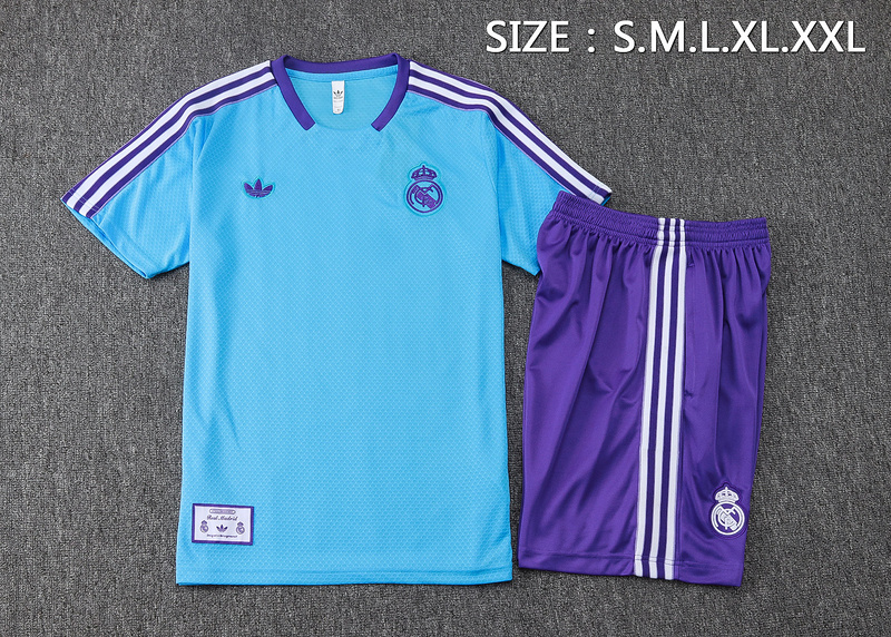 2025/26 Real Madrid Light blue Training Set Shirt and Shorts