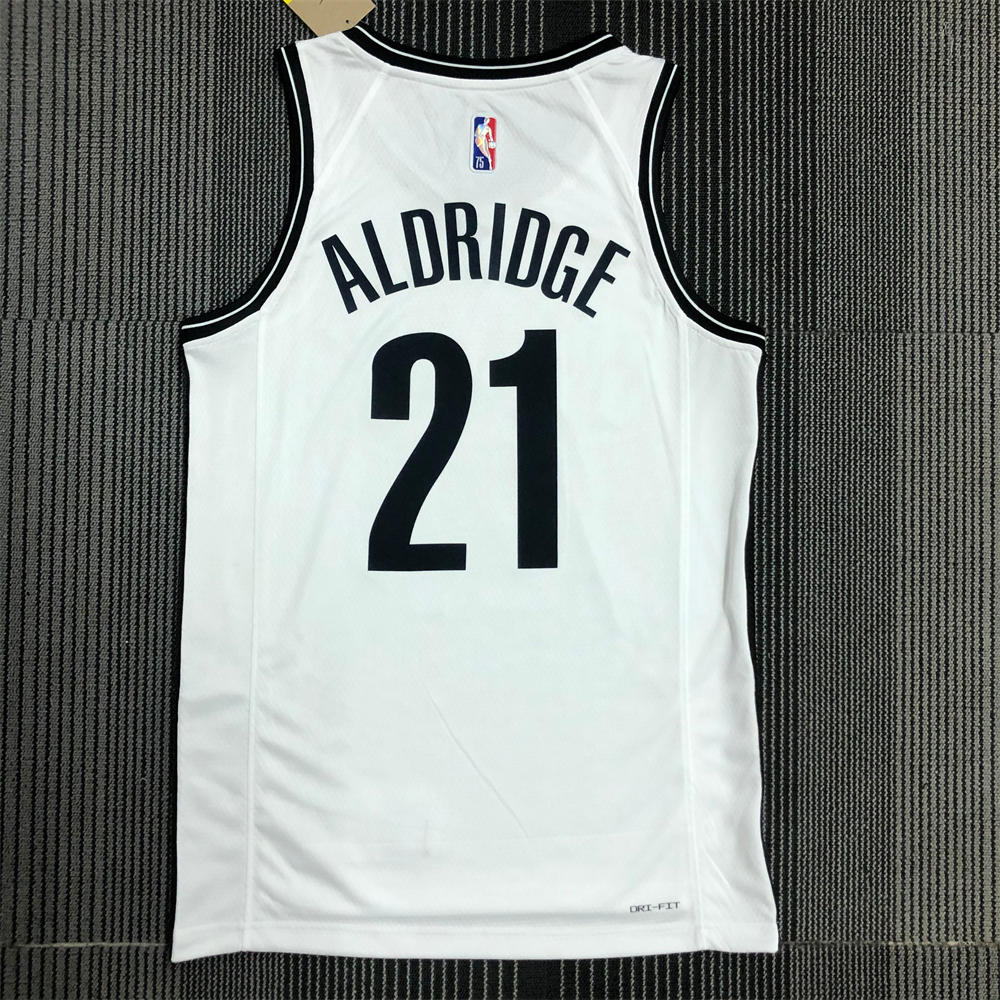 NBA Brooklyn Nets V-Neck White 75th anniversary Jersey ALDRIDGE#21 S-XXL