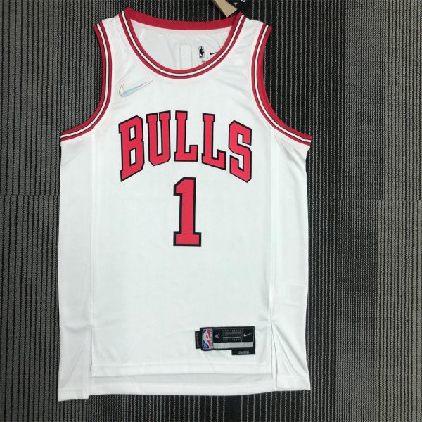 NBA Chicago Bulls Round Neck White 75th anniversaryJersey ROSE#1 S-XXL