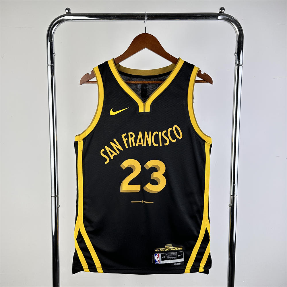NBA Golden State Warriors 2024 V-Neck City Edition Black Jersey GREEN#23 S-XXL