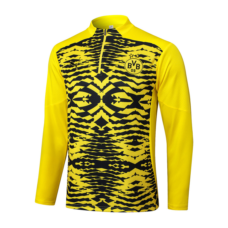 24/25 Dortmund Yellow black Long-sleeved half-pull training kit Football team kit