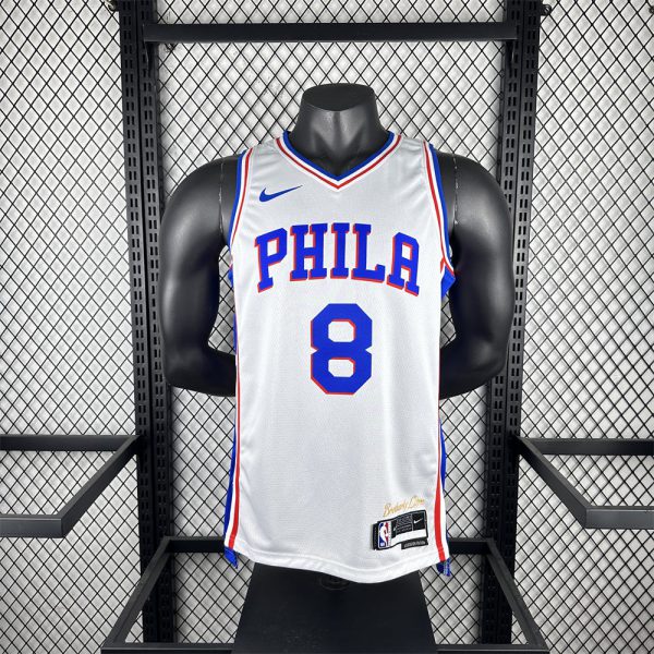 NBA Philadelphia 76ers 2023 V-Neck White Jersey GEORGE#8 S-XXL