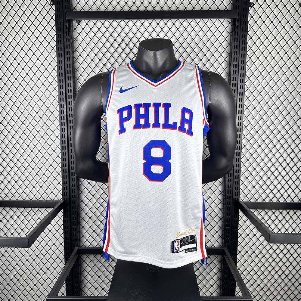 NBA Philadelphia 76ers 2023 V-Neck White Jersey GEORGE#8 S-XXL