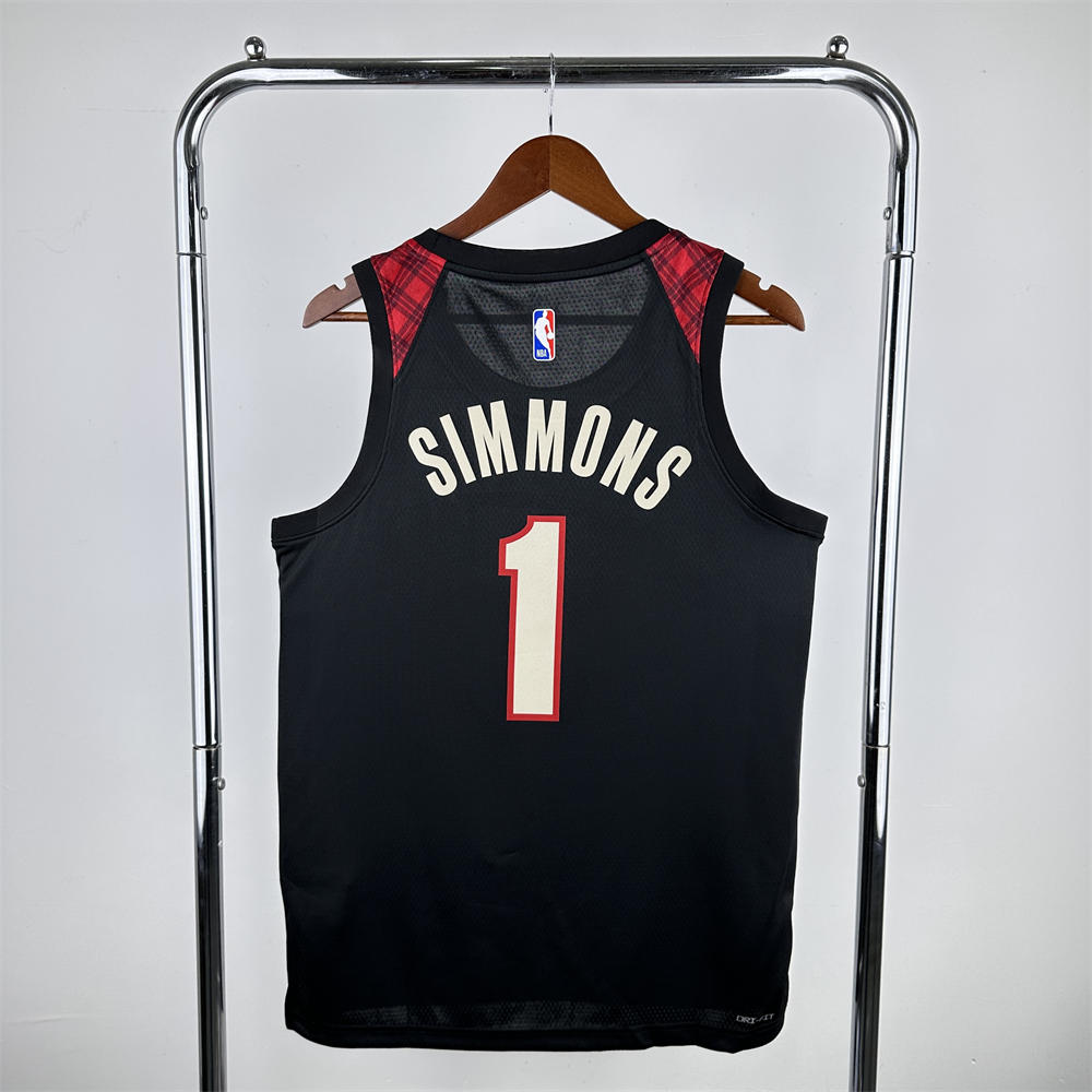NBA Portland Trail Blazers 2024 Round Neck Black Jersey SIMMONS#1 S-XXL