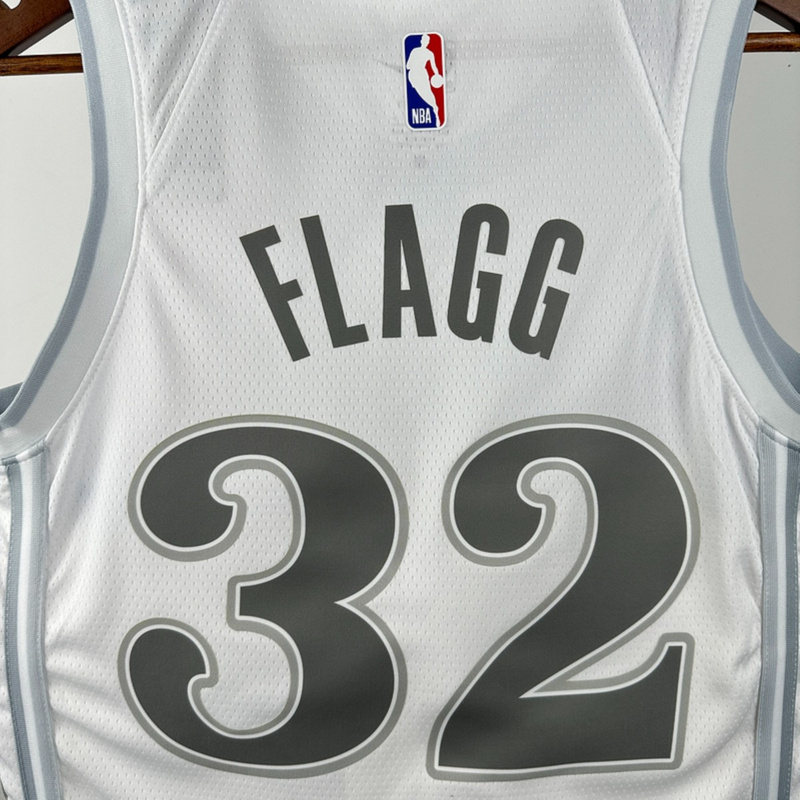 NBA Dallas Mavericks 24/25 City Edition V-Neck White Jersey FLAGG#32 S-XXL