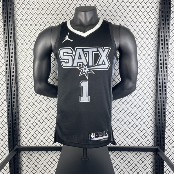 NBA San Antonio Spurs V-Neck Black jersey WENBANYAMA#1 S-XXL