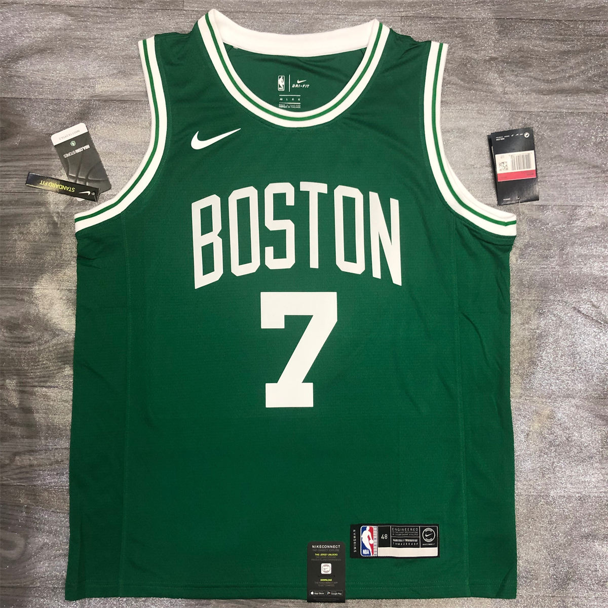 NBA Boston Celtics round neck Retro Green Jersey Brown#7 S-XXL