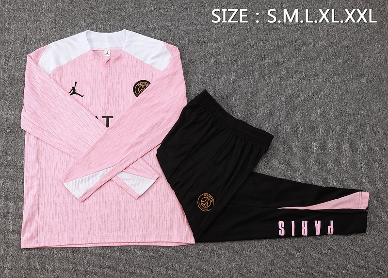 24/25 Paris Pink Long-sleeved half-pull training kit Football team kit