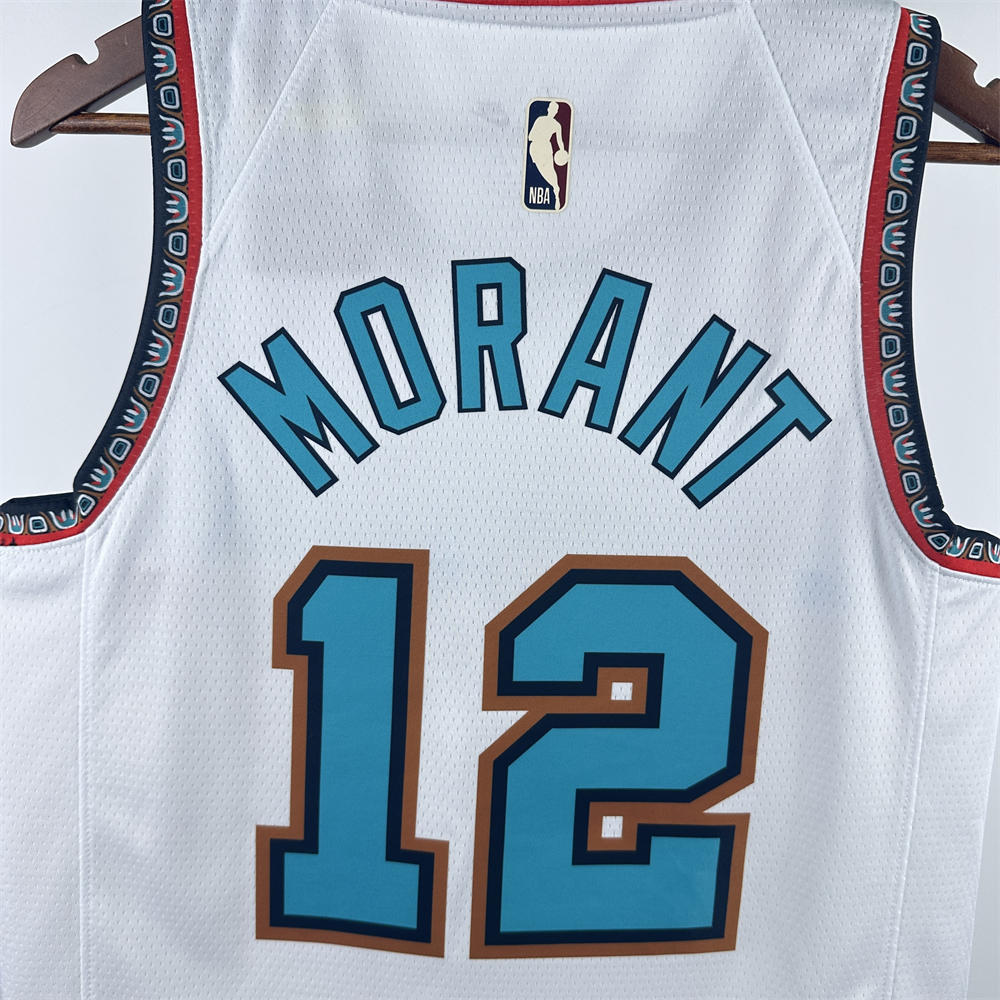 NBA Memphis Grizzies 24/25 Retro White jersey MORANT#12 S-XXL