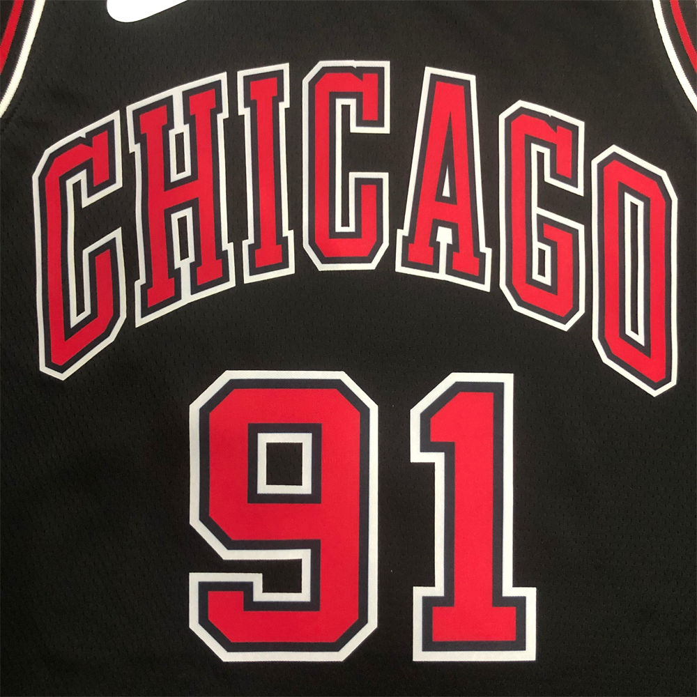 NBA Chicago Bulls Round Neck Black Jersey RODMAN#91 S-XXL