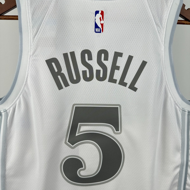 NBA Dallas Mavericks 24/25 City Edition V-Neck White Jersey RUSSELL#5 S-XXL