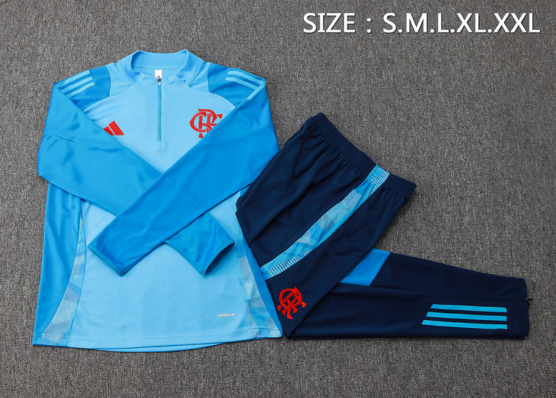 24/25 Flamengo Light blue Long-sleeved half-pull training kit Football team kit
