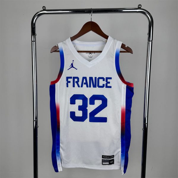 NBA France 2024 Olympic Games White jersey WEMBANYAMA#32 S-XXL