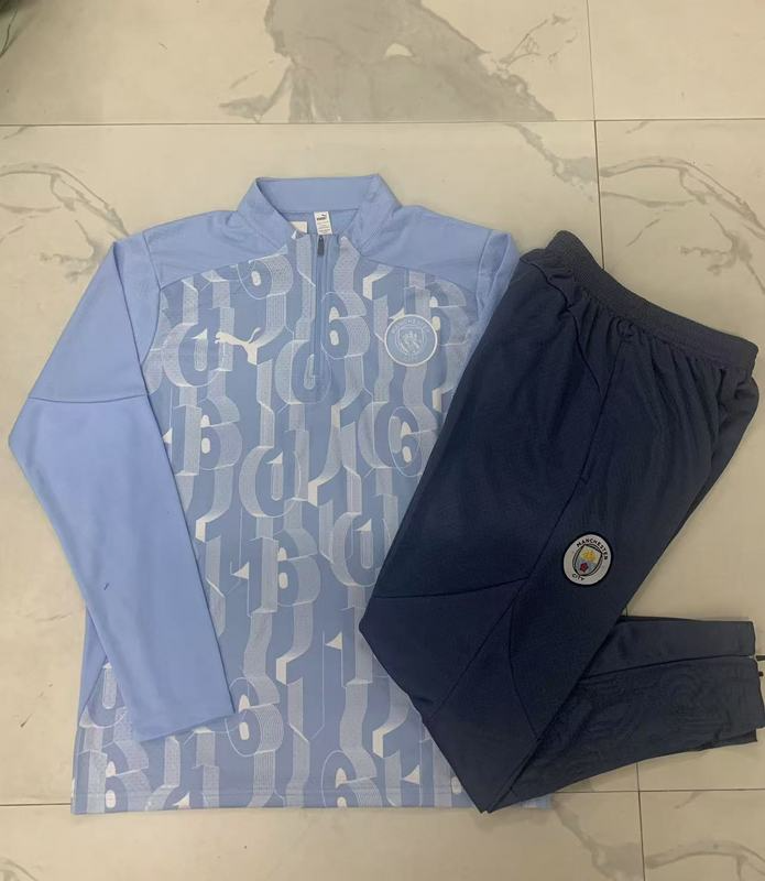 24/25 Manchester City Light blue Long-sleeved half-pull training kit Football team kit