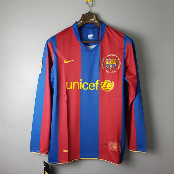 Retro Barcelona 07/08 long sleeves home jersey Fan Version