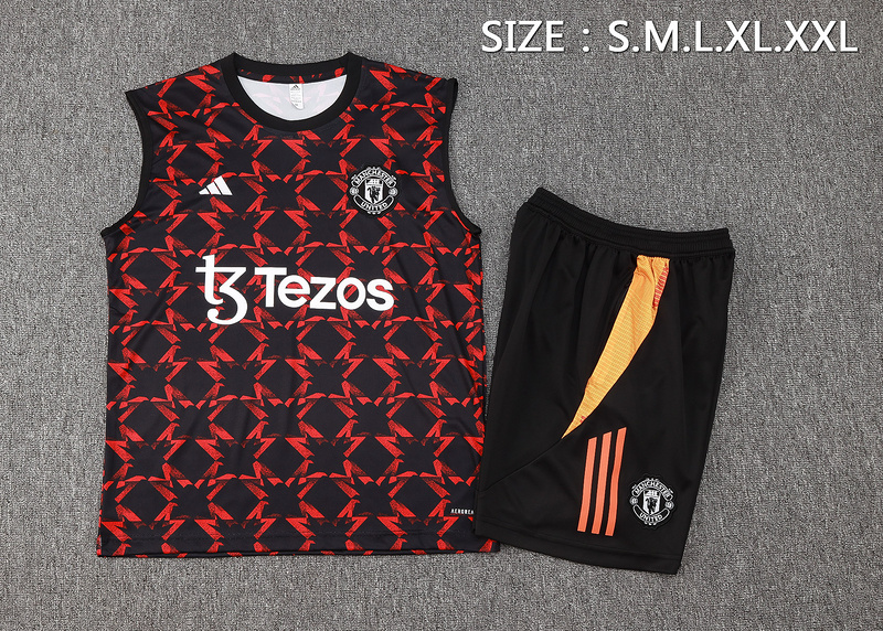 24/25 Manchester United Black red Training Set Shirt and Shorts