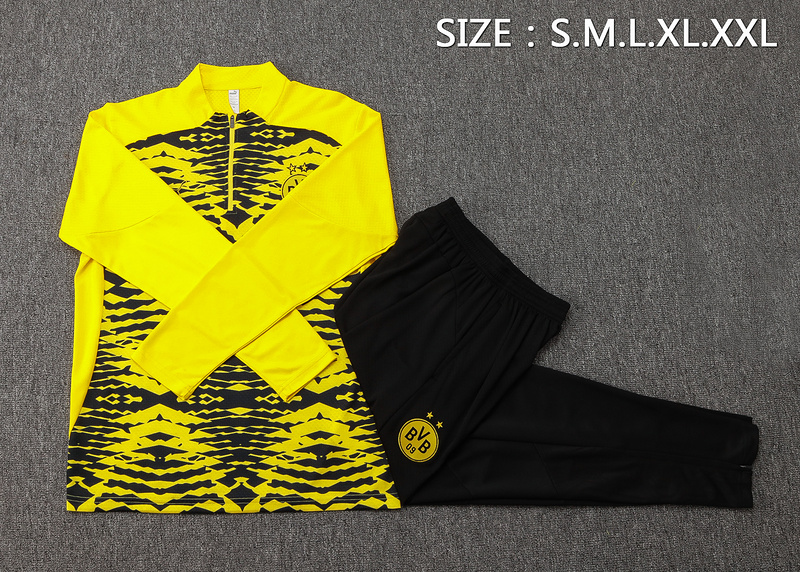 24/25 Dortmund Yellow black Long-sleeved half-pull training kit Football team kit