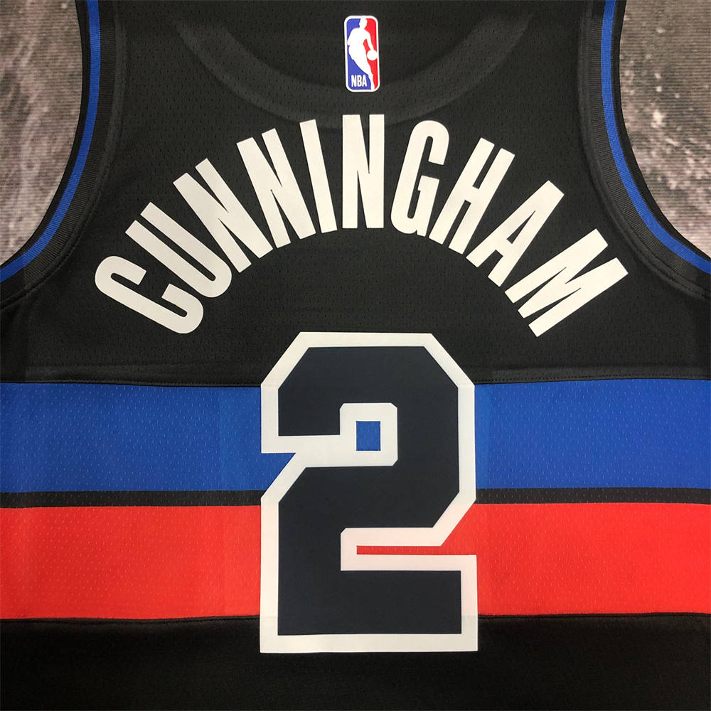 NBA Detroit PIstons Round Neck JORDAN Edition Black jersey CUNNINGHAM#2 S-XXL