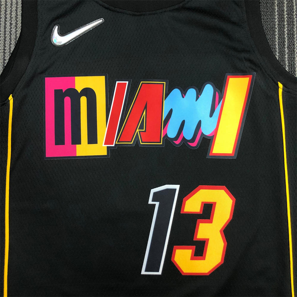 NBA Miami Hearts Round Neck Black 75th Anniversary Jersey ADEBAYO#13 S-XXL