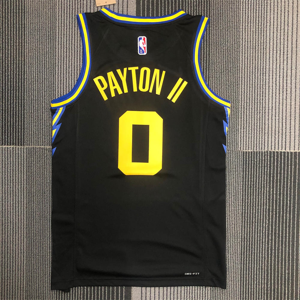 NBA Golden State Warriors V-Neck 75th anniversary Black Jersey PAYTON Ⅱ#0 S-XXL