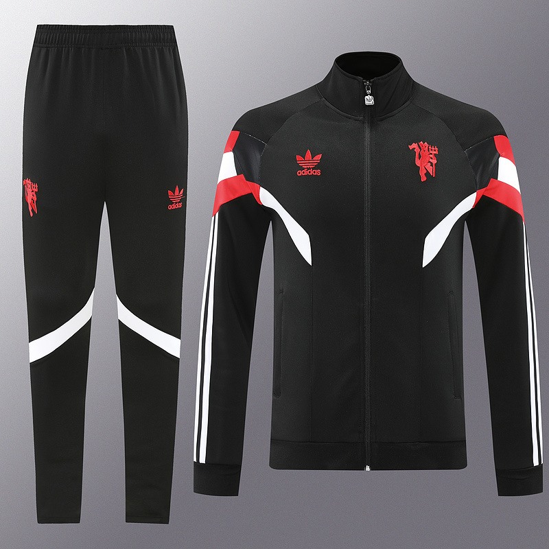 2024 Manchester Unite Black Jacket Training Suit Set Football Team Shirt Sports Fashion