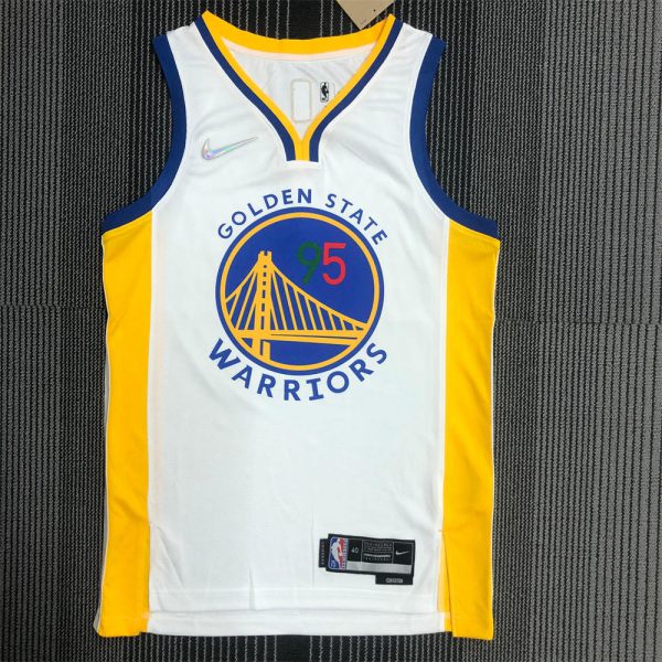 NBA Golden State Warriors V-Neck Mexico Edition 75th Anniversary White Jersey TOSCANO#95 S-XXL