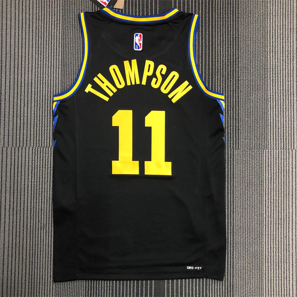 NBA Golden State Warriors V-Neck 75th anniversary Black Jersey THOMPSON#11 S-XXL