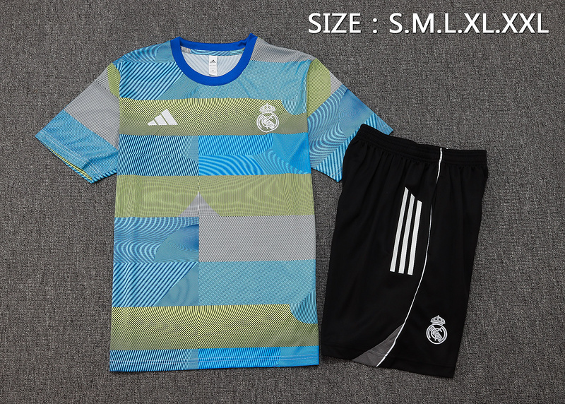 2025/26 Real Madrid Blue Green Training Set Shirt and Shorts