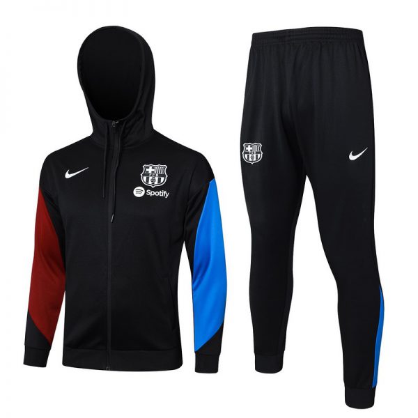 2024 Barcelona Black Hoodie Jacket Kit Set Football Team Shirt Sports Fashion