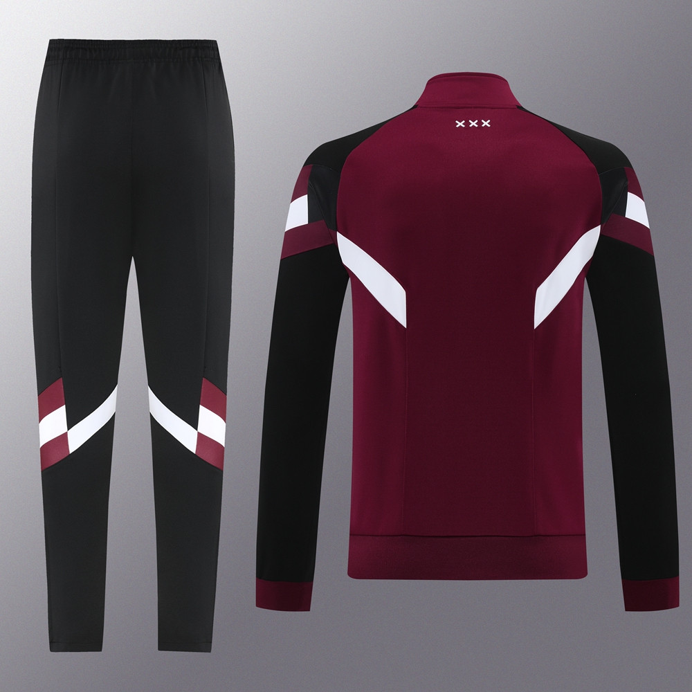 2024 Ajax Maroon Jacket Training Suit Set Football Team Shirt Sports Fashion