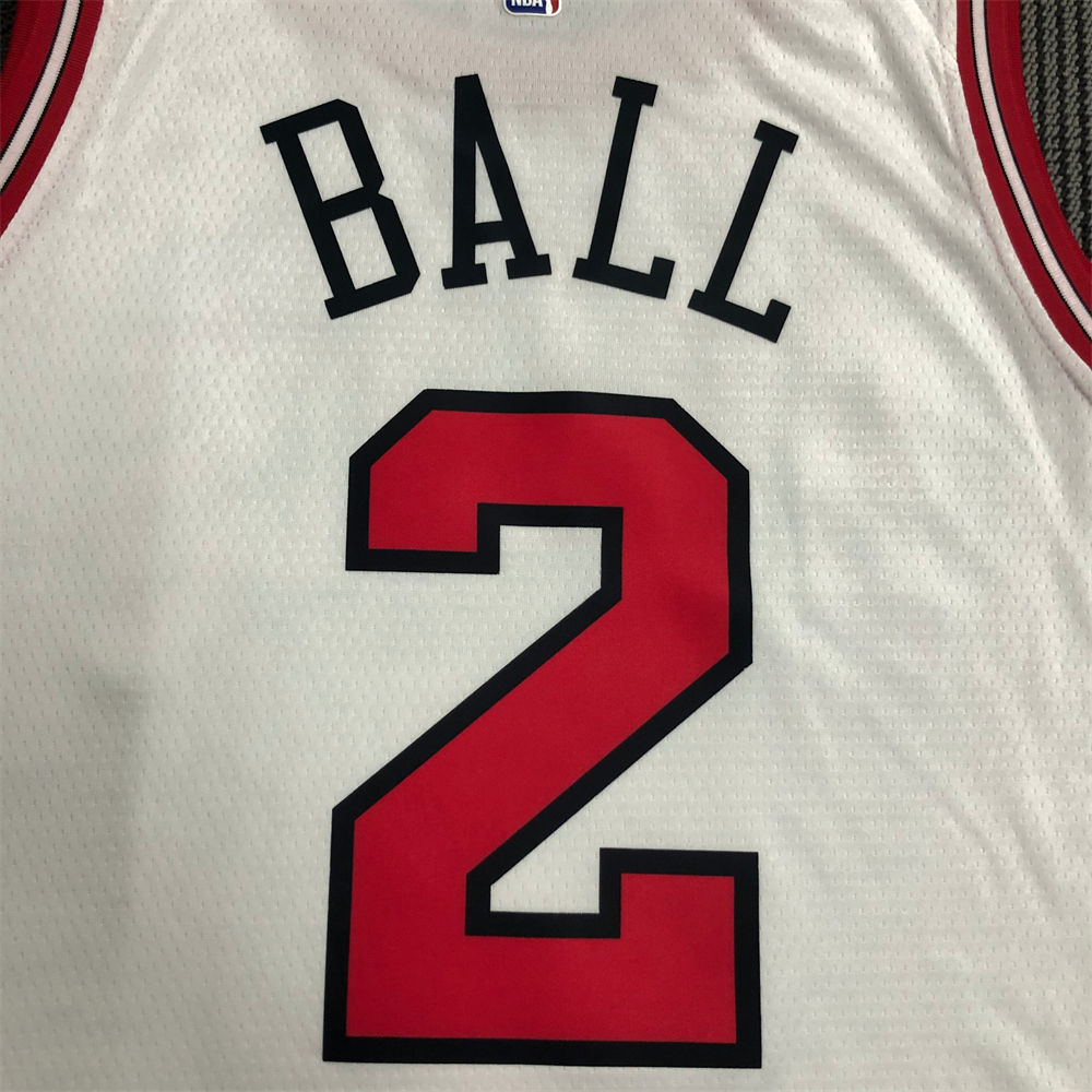 NBA Chicago Bulls Round Neck White Jersey BALL#2 S-XXL