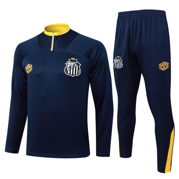 202526 Santos cyan Long-sleeved half-pull training kit Football team kit