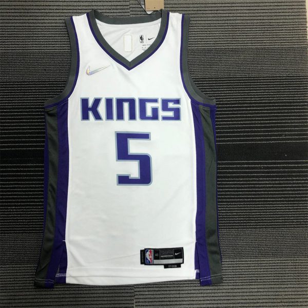 NBA Scaramento Kings V-Neck White 75th Anniversary jersey FOX#5 S-XXL