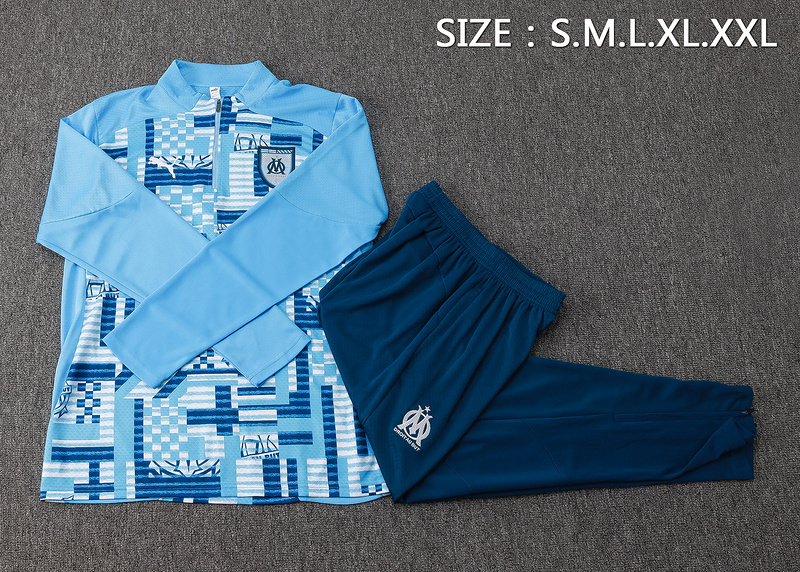 24/25 Marseilles Light blue Long-sleeved half-pull training kit Football team kit