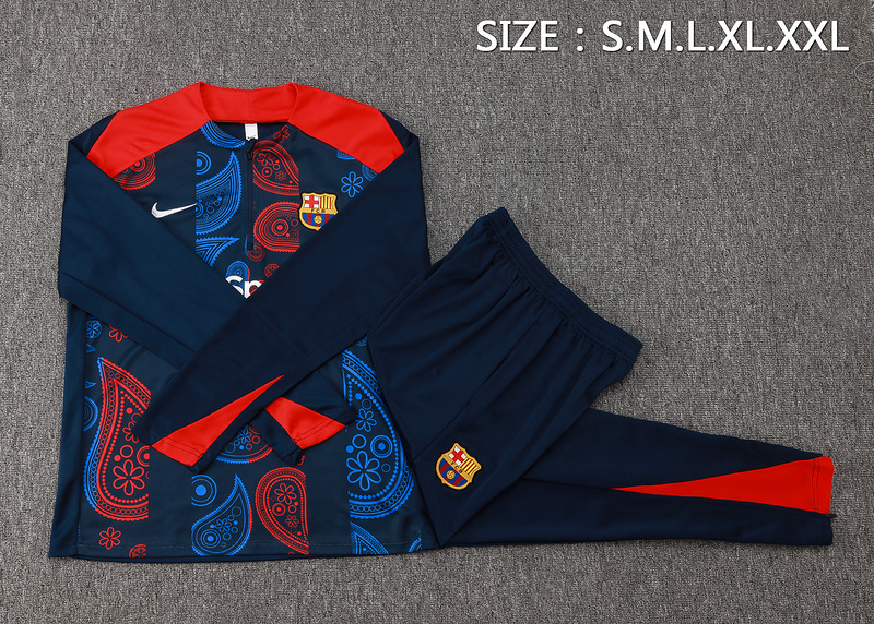 24/25 Barcelona Blue Long-sleeved half-pull training kit Football team kit