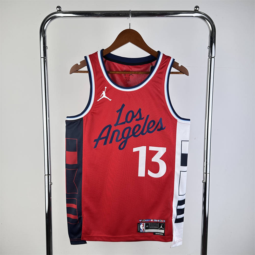 NBA Los Angeles Clippers 24/25 Round Neck JORDAN Edition Red Jersey GEORGE#13 S-XXL
