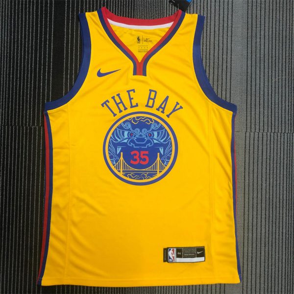 NBA Golden State Warriors V-Neck Yellow Jersey DURANT#35 S-XXL