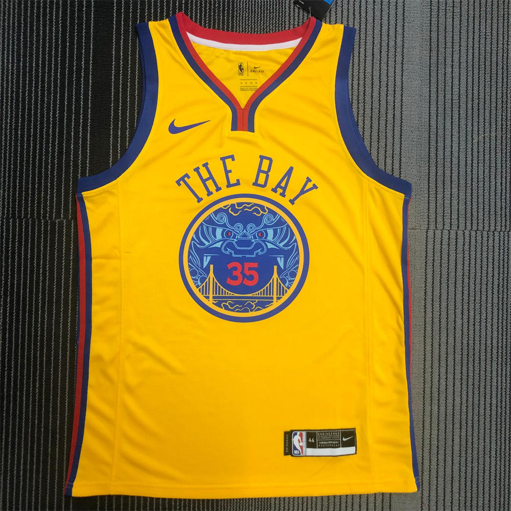 NBA Golden State Warriors V-Neck Yellow Jersey DURANT#35 S-XXL
