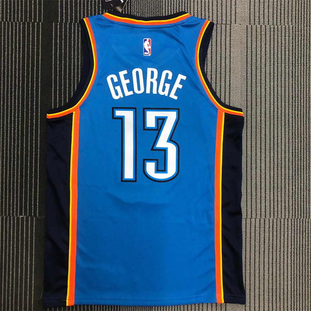 NBA Oklahoma City Thunder V-Neck Blue Jersey GEORGE#13 S-XXL