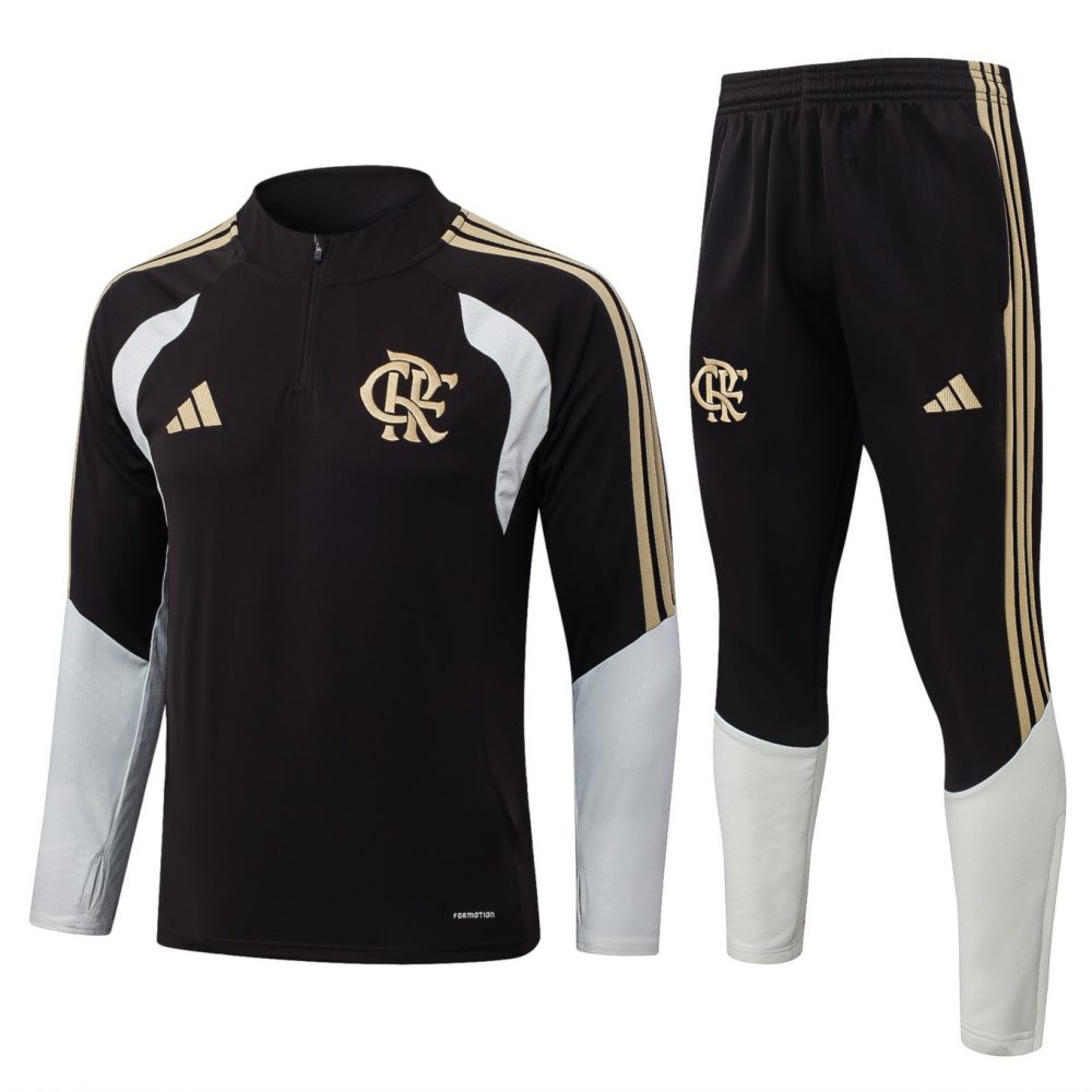 2026 Flamengo Dark brown Long-sleeved half-pull training kit