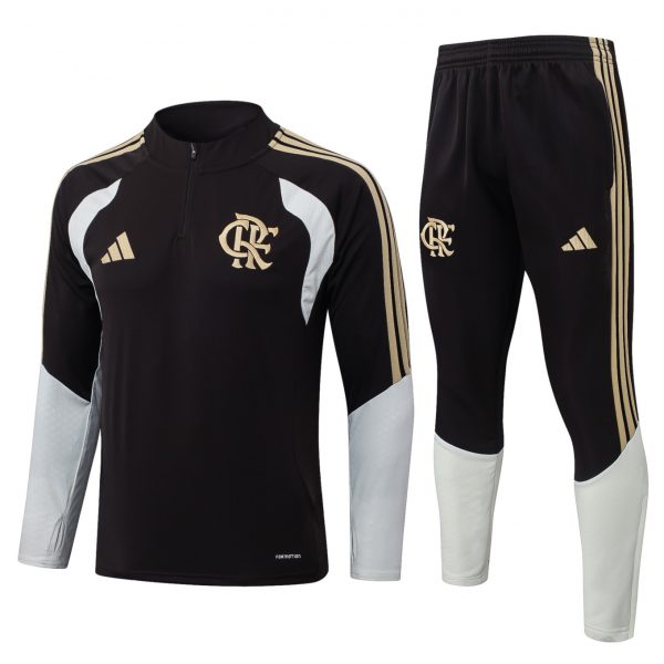 2026 Flamengo Dark brown Long-sleeved half-pull training kit