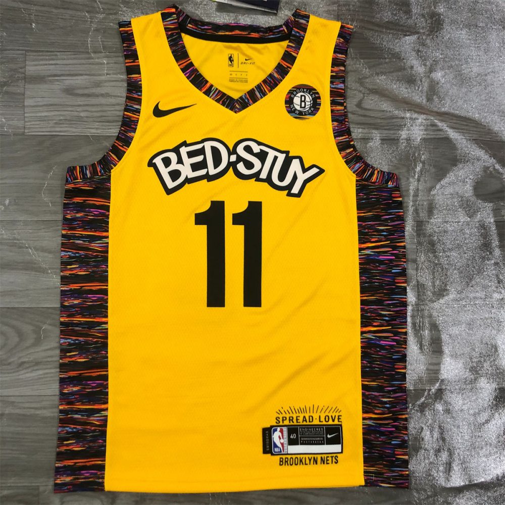 NBA Brooklyn Nets V-Neck Yellow Jersey IRVING#11 S-XXL