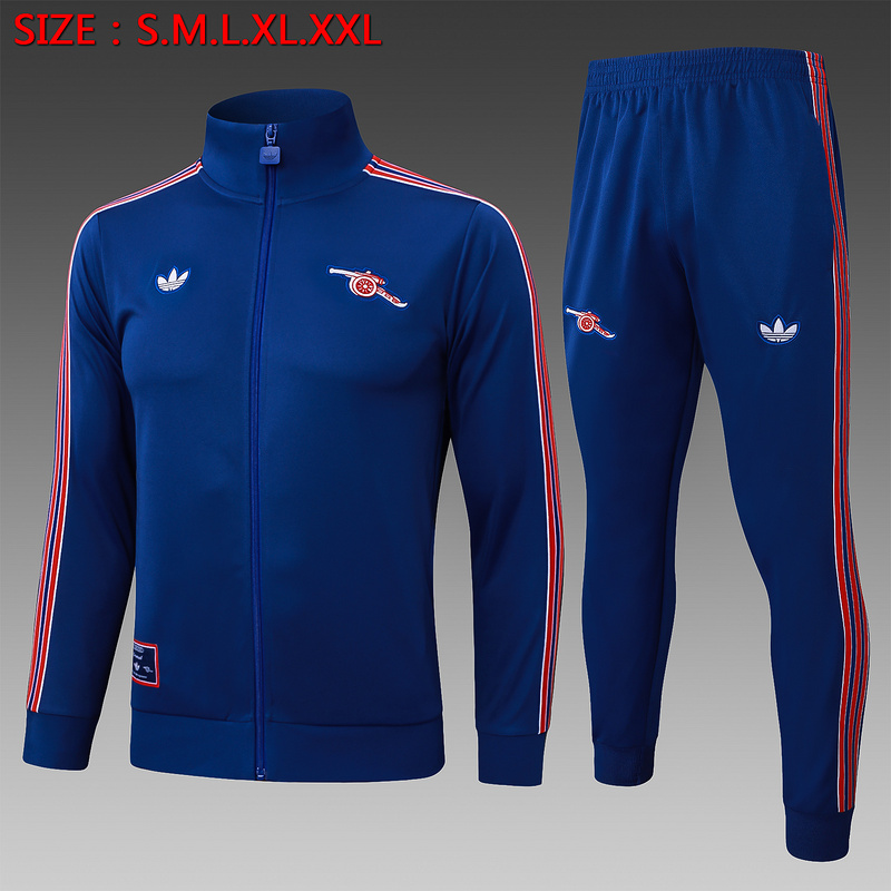2025/26 Arsenal Blue Jacket Training Suit Set Football Team Shirt Sports Fashion