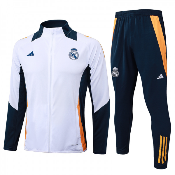 2024/25 Real Madrid White Jacket Training Suit Set Football Team Shirt Sports Fashion