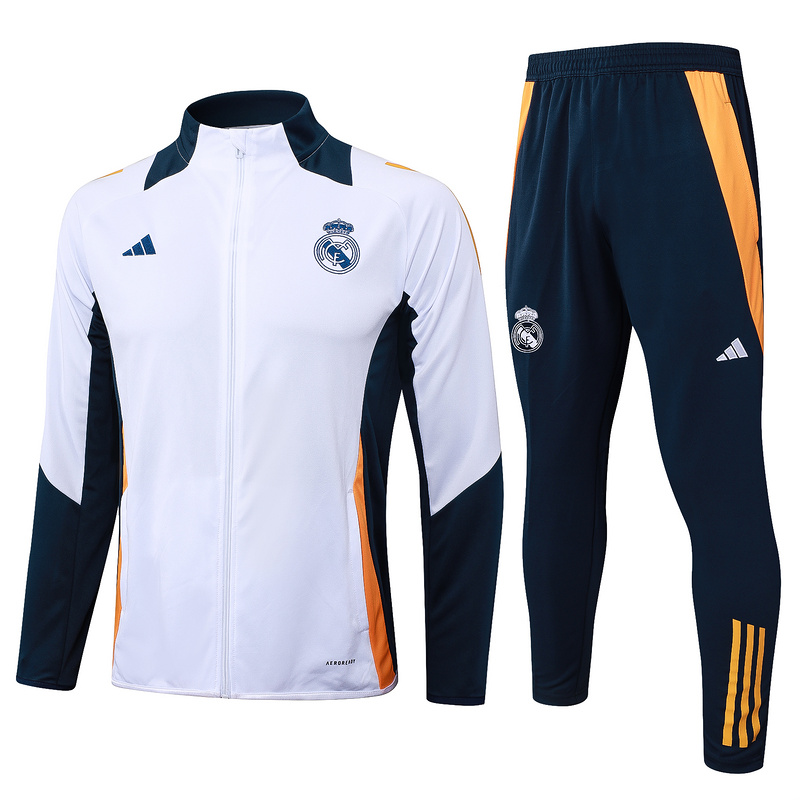 2024/25 Real Madrid White Jacket Training Suit Set Football Team Shirt Sports Fashion