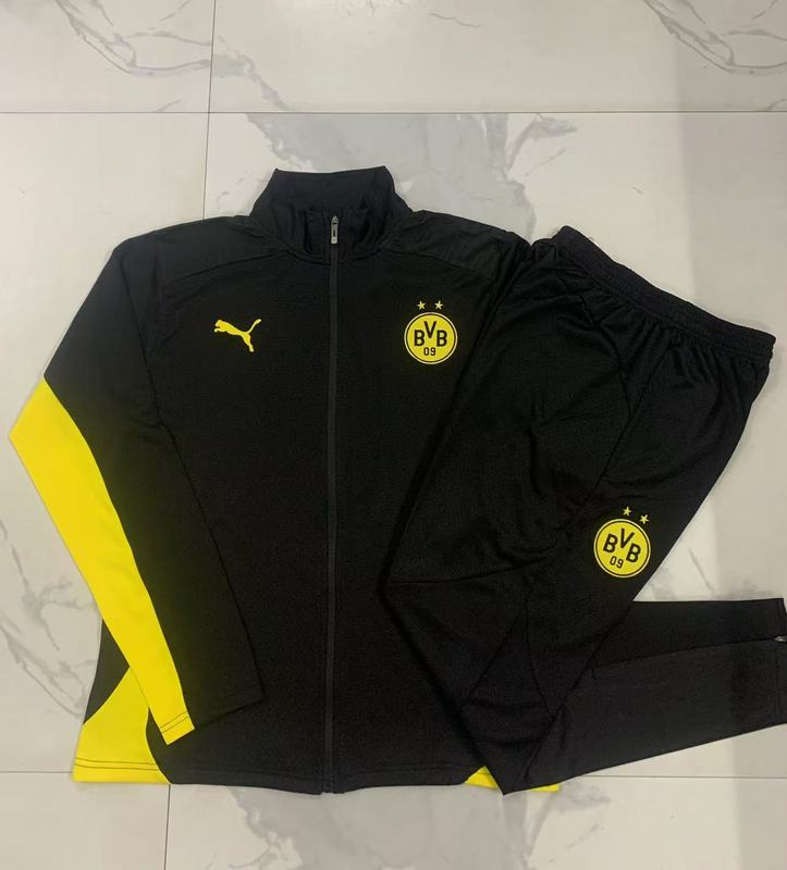 2024/25 Dortmund Black Jacket Training Suit Set Football Team Shirt Sports Fashion