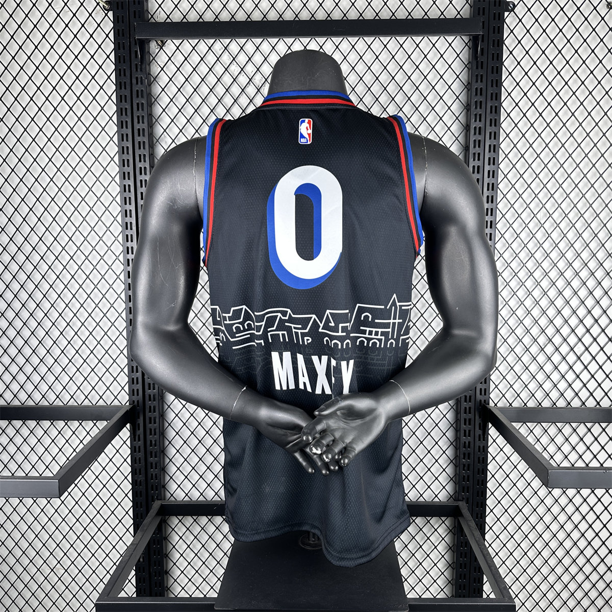 NBA Philadelphia 76ers 2021 V-Neck City Edition Black Jersey MAXEY#0 S-XXL