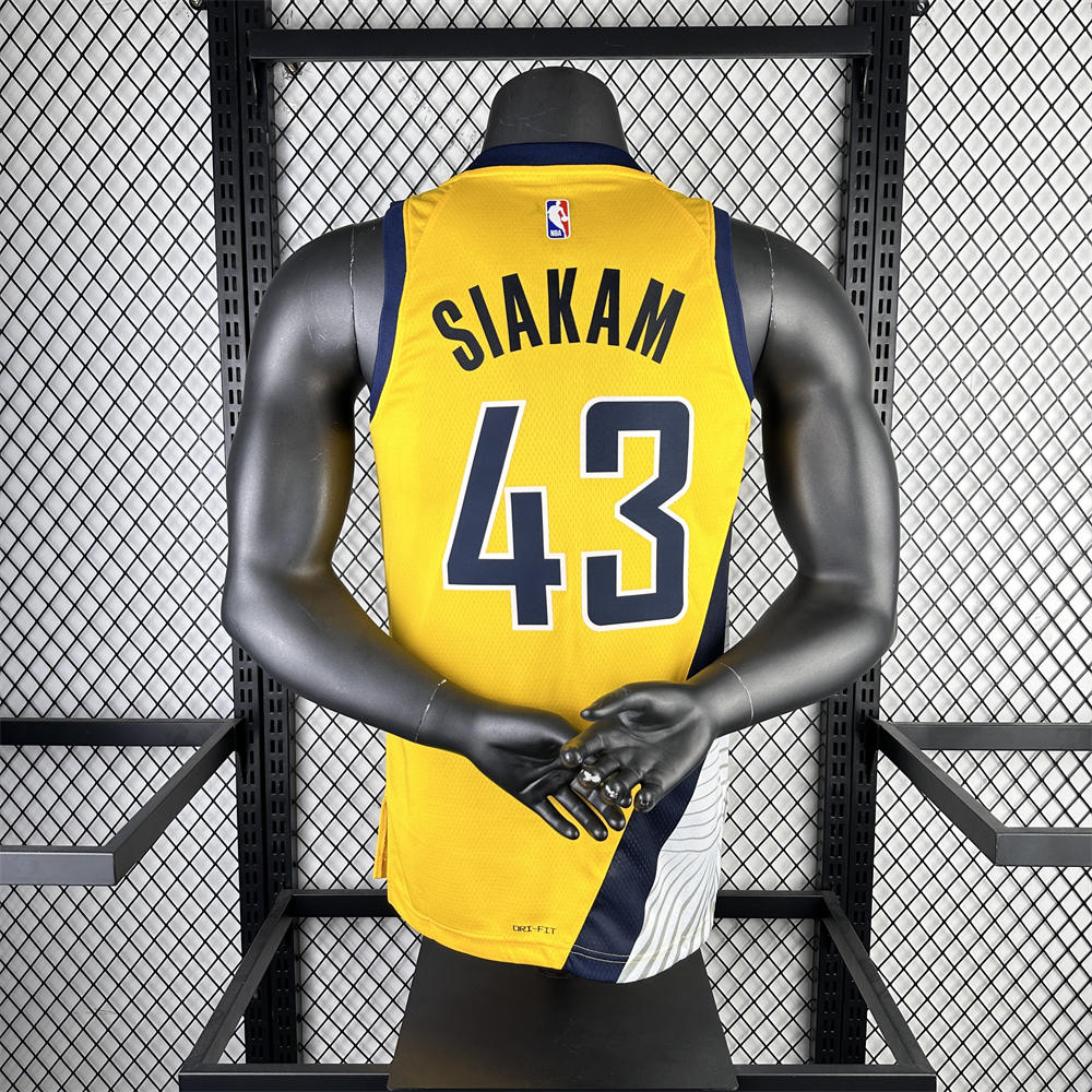 NBA Indiana Pacers 2024 JORDAN Edition V-Neck Yellow Jersey SIAKAM#43 S-XXL